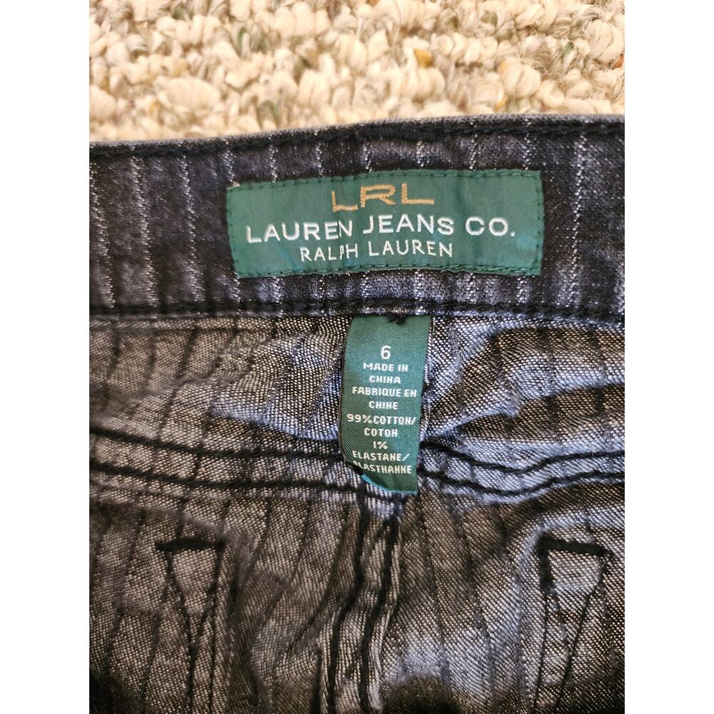 LRL Lauren Jeans Co. Ralph Lauren Size 6 Modern Black Denim Stripe Skinny Jeans - Picture 4 of 8